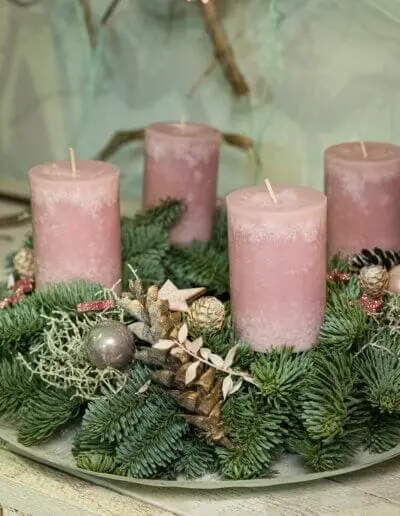 Adventskranz rosefarben