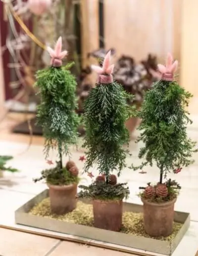 kleine Weihnachtsbäumchen dekoriert