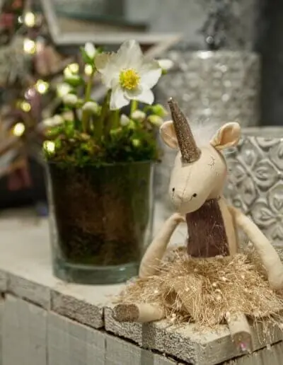 Lustiges Einhorn und Christrose