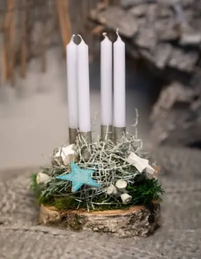 Mini Adventskranz weiß
